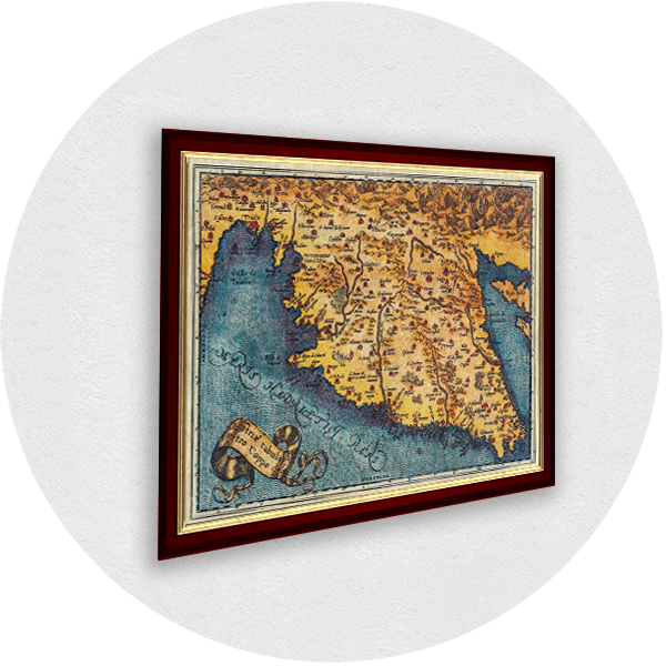 Gerahmte alte Karte von Istrien Burgunder Rahmen