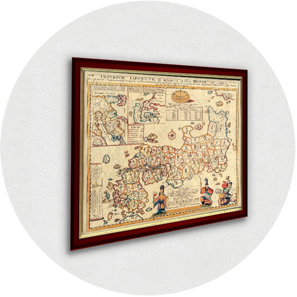 Uokvirena stara karta Japana bordo okvir