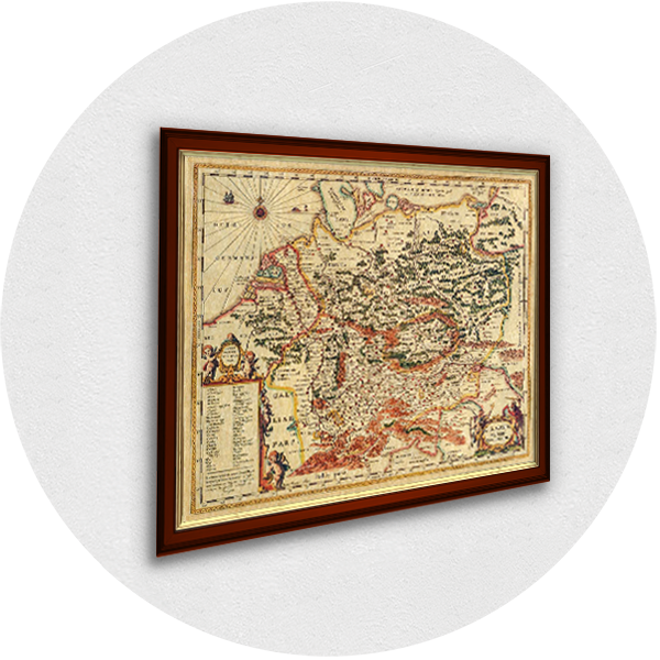 Gerahmte alte Karte von Deutschland Burgunder Rahmen
