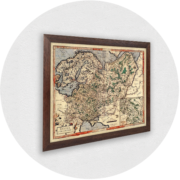 Gerahmte alte Karte von Russland brauner Rahmen