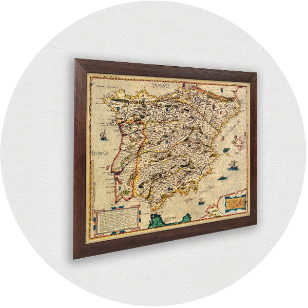 Uokvirena stara karta Španjolske smeđi okvir